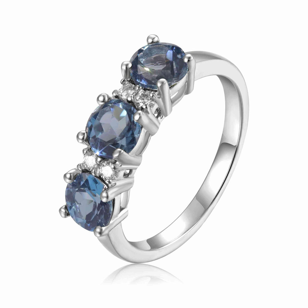 Sterling Silver London Blue Topaz and Moissanite Ring
