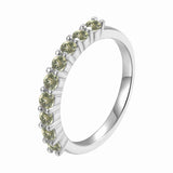 Stackable Sterling Silver Round Peridot Ring - FineColorJewels