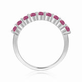 Stackable Sterling Silver Round Ruby Eternity Ring - FineColorJewels