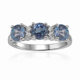 Three Stone Ring London Blue Topaz Ring for Women 
