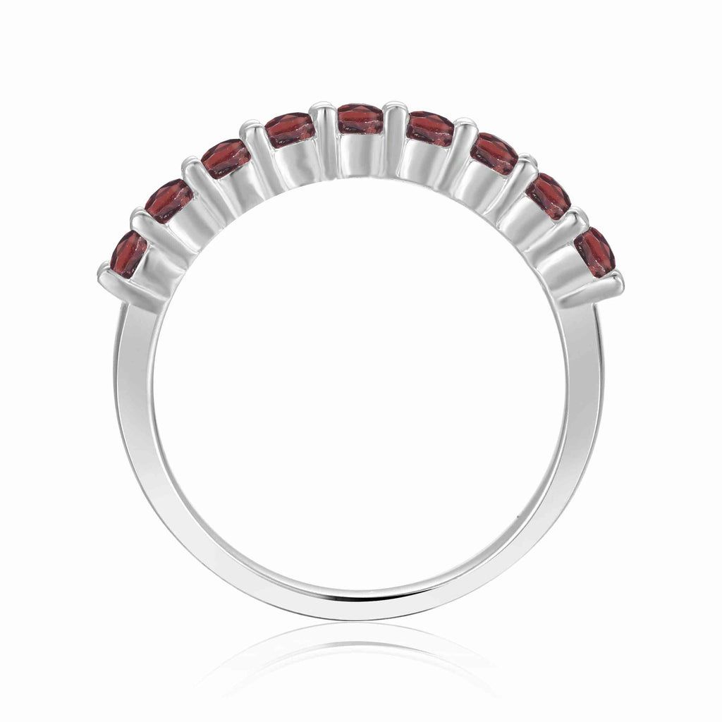 Stackable Sterling Silver Round Garnet Ring - FineColorJewels