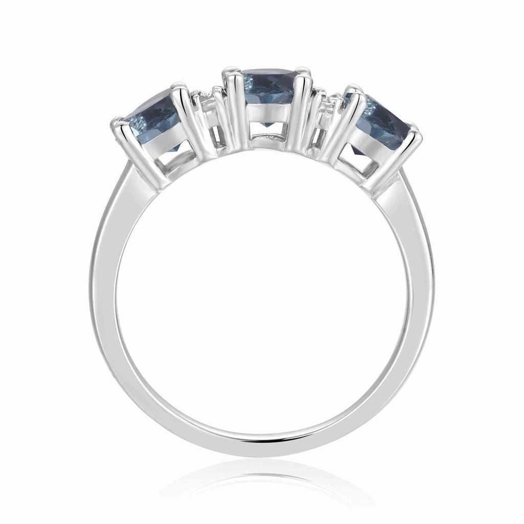 Sterling Silver London Blue Topaz and Moissanite Ring