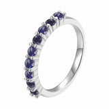 Stackable Sterling Silver Round Sapphire Eternity Ring - FineColorJewels